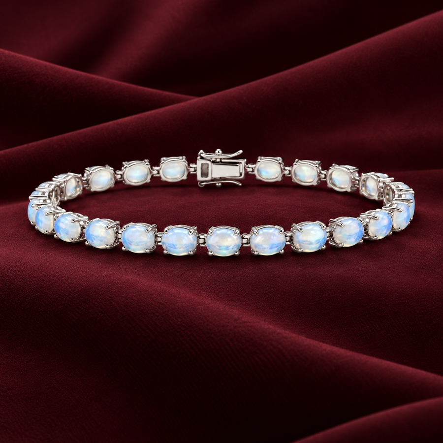 Blue White Oval Stone Bracelet