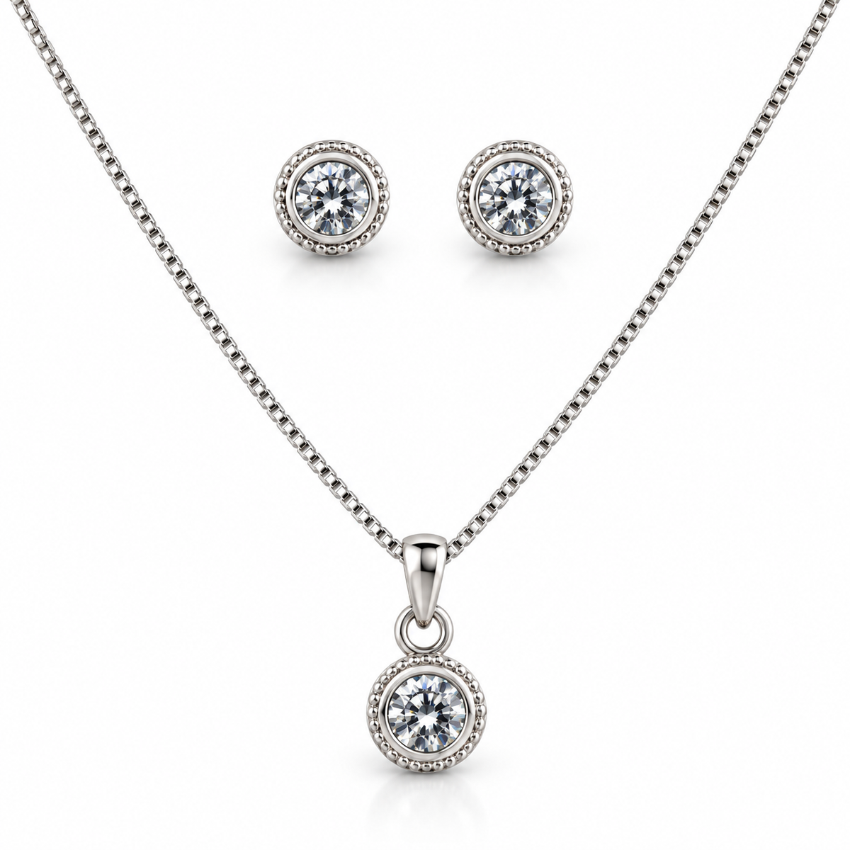 Round CZ Pendant Set