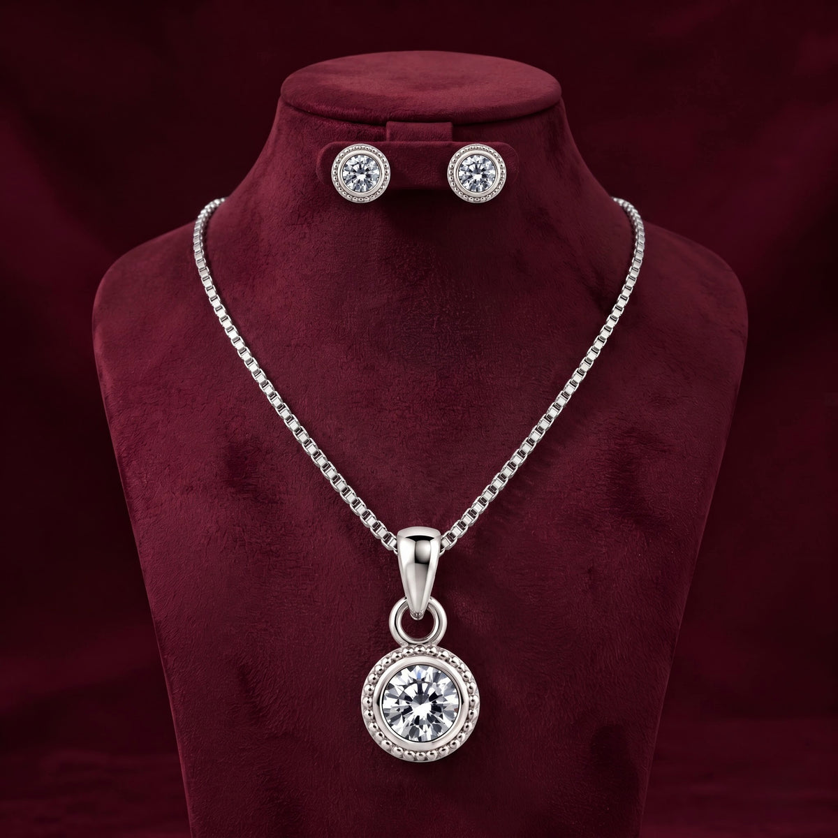 Round CZ Pendant Set