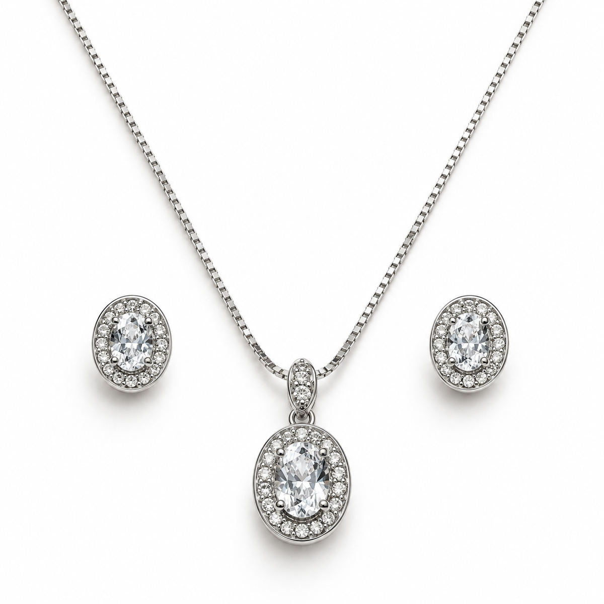 Oval CZ Pendant Set