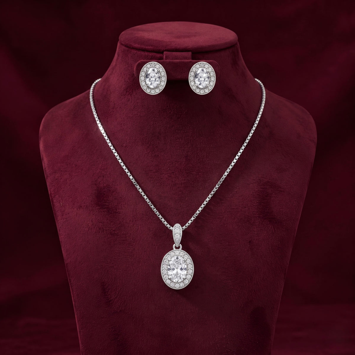 Oval CZ Pendant Set