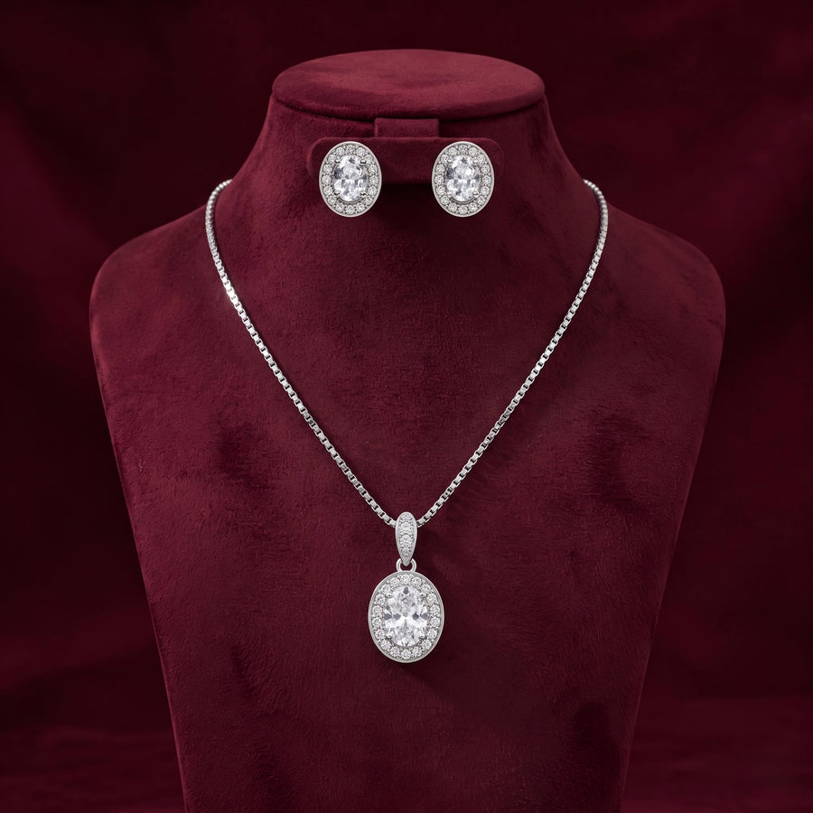 Oval CZ Pendant Set