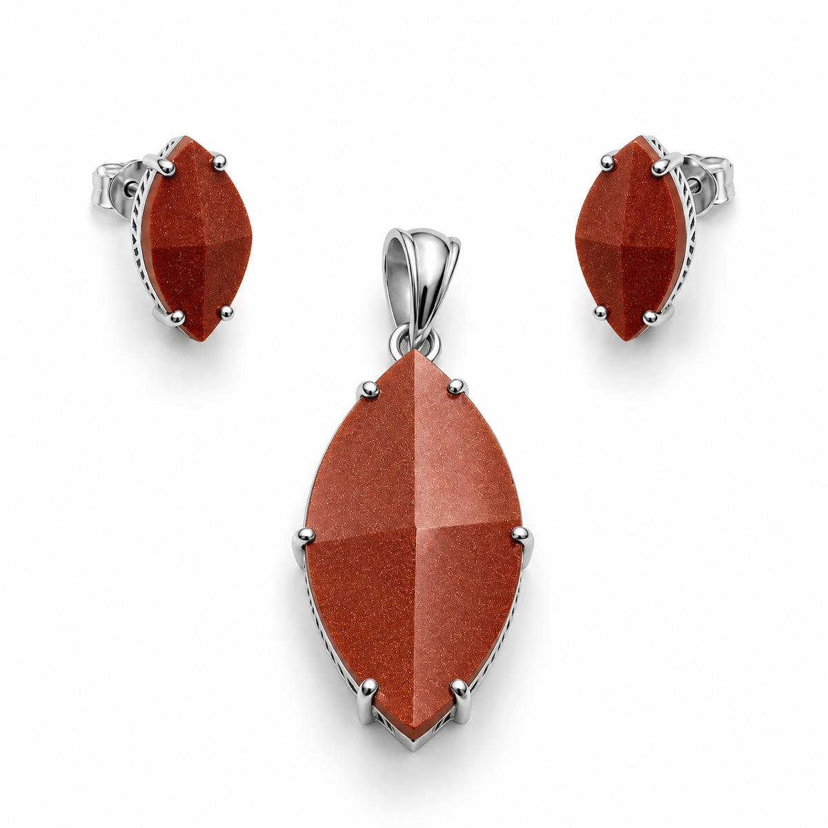 Orange Sunstone Pendant Set