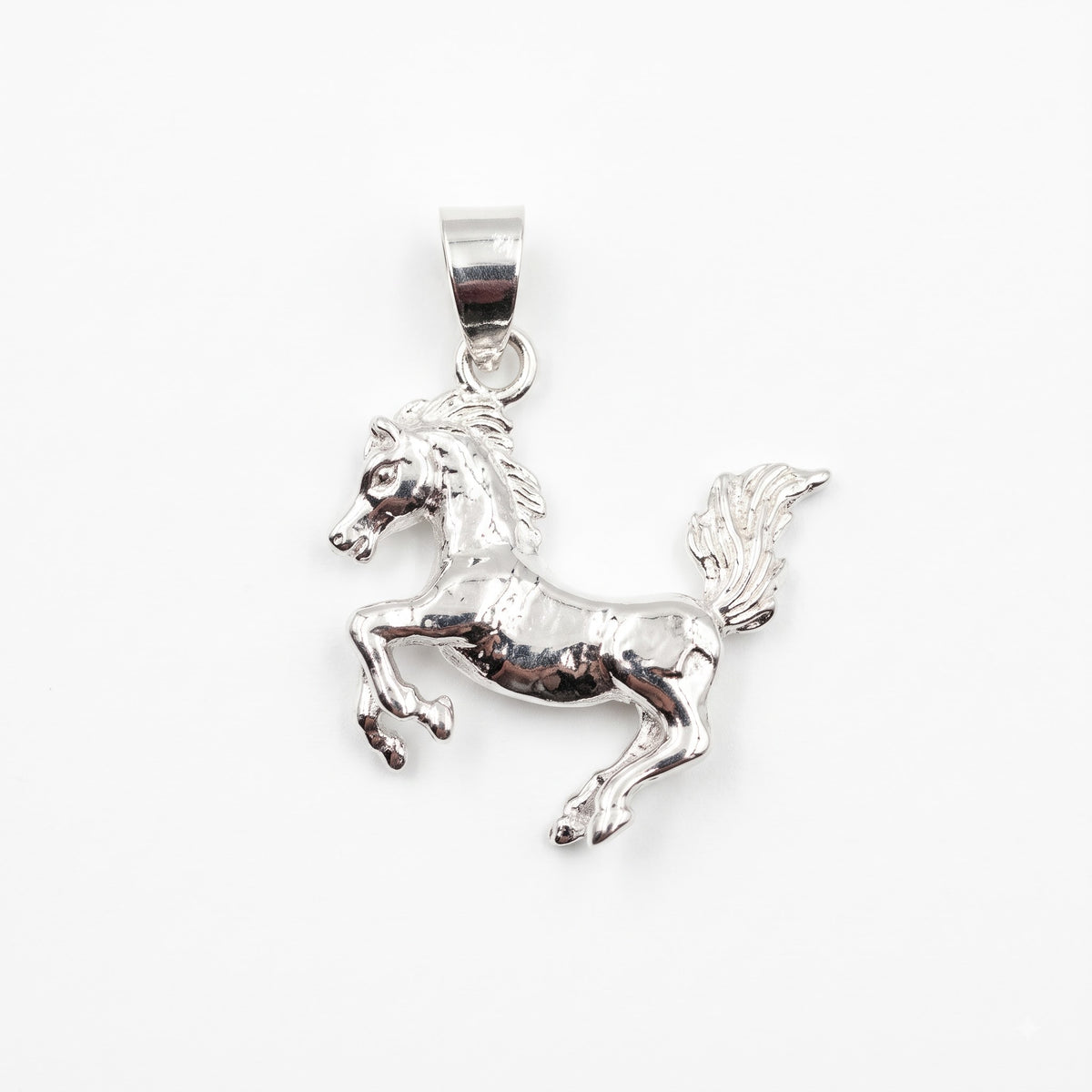 Silver Galloping Horse Pendant