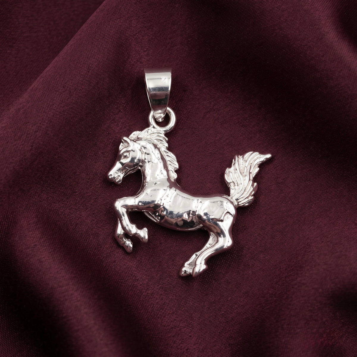 Silver Galloping Horse Pendant