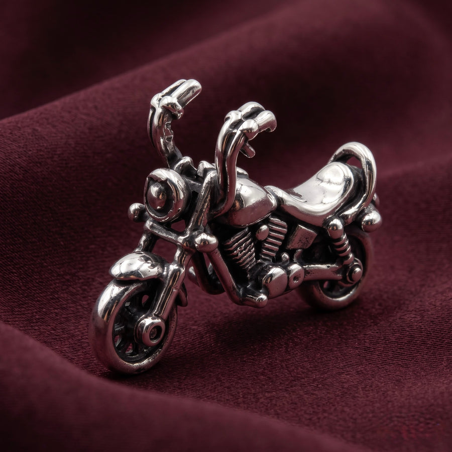 Silver Motorcycle Charm Pendant