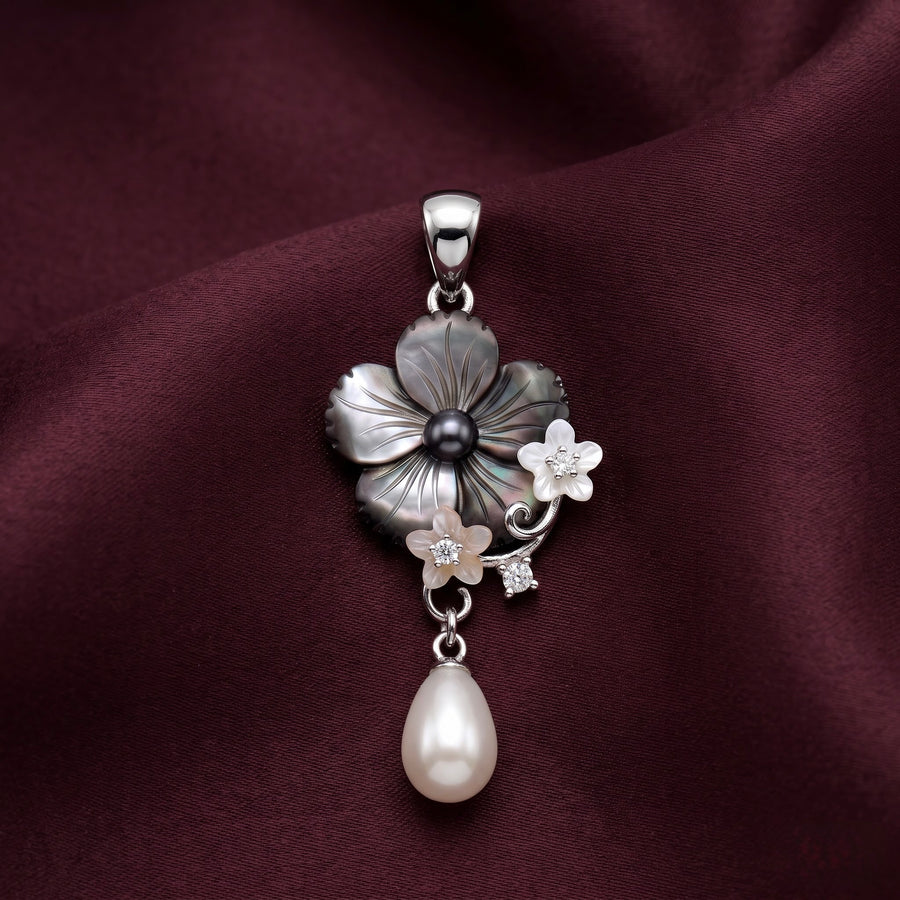 Mother of Pearl Floral Drop Pendant