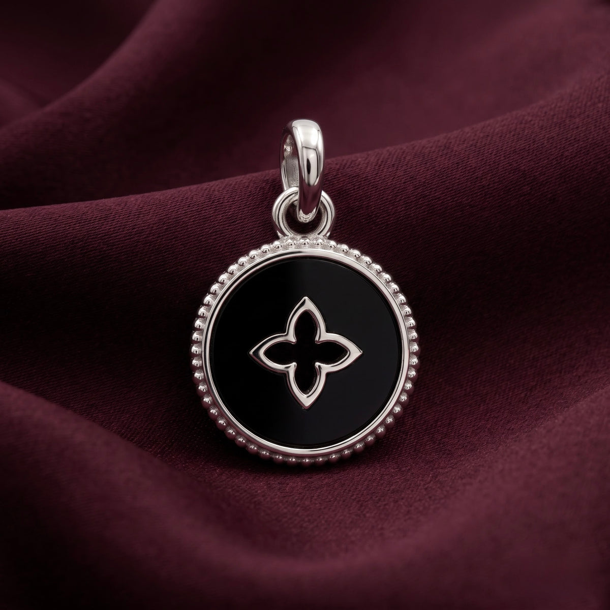Black Clover Silver Pendant