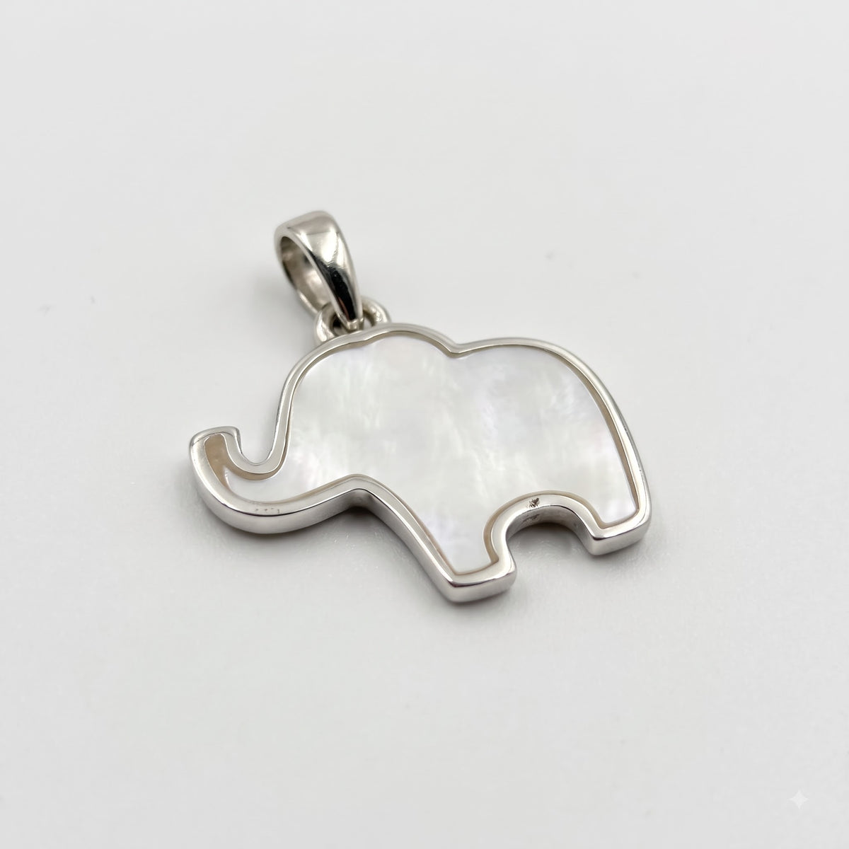 White Mother of Pearl Elephant Pendant
