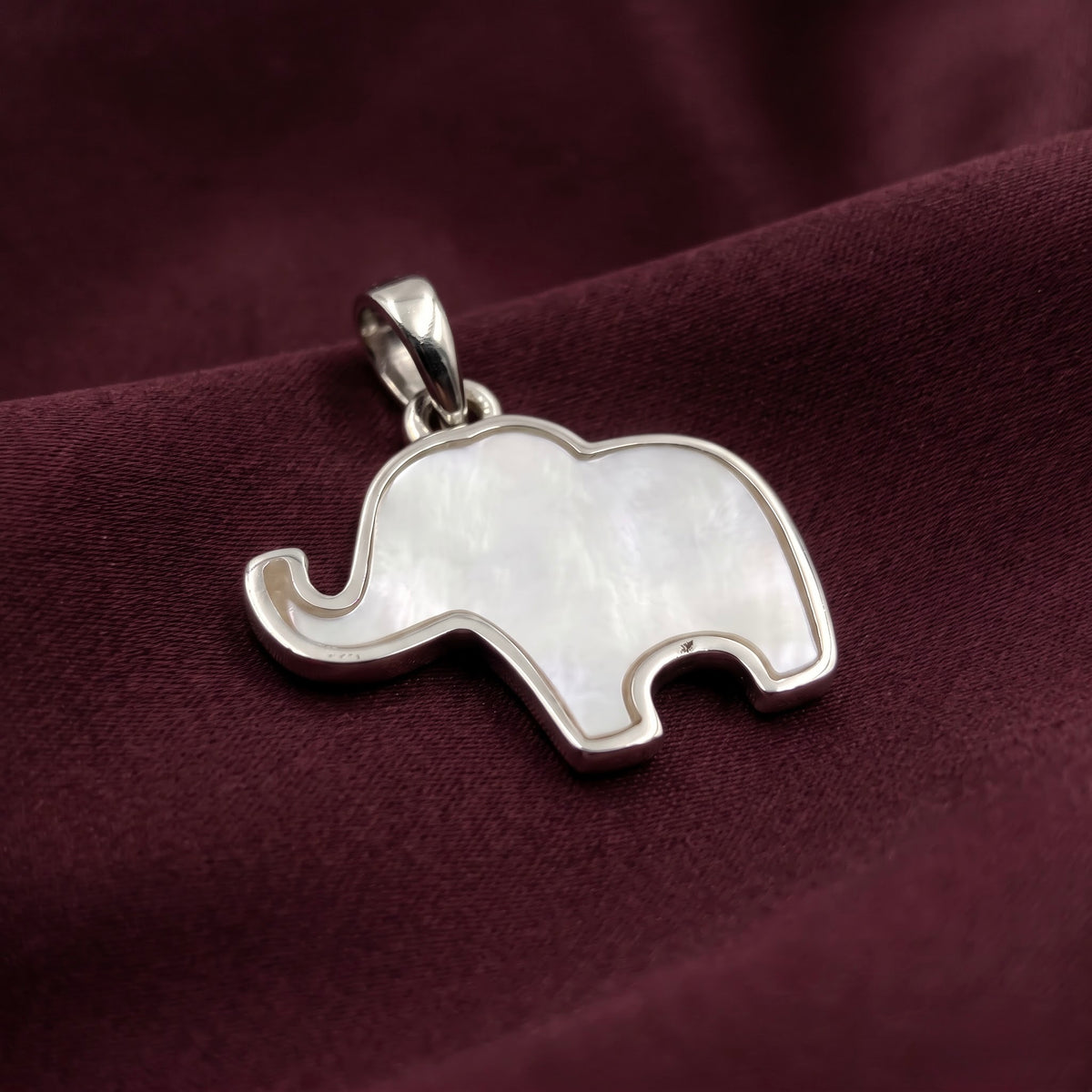 White Mother of Pearl Elephant Pendant