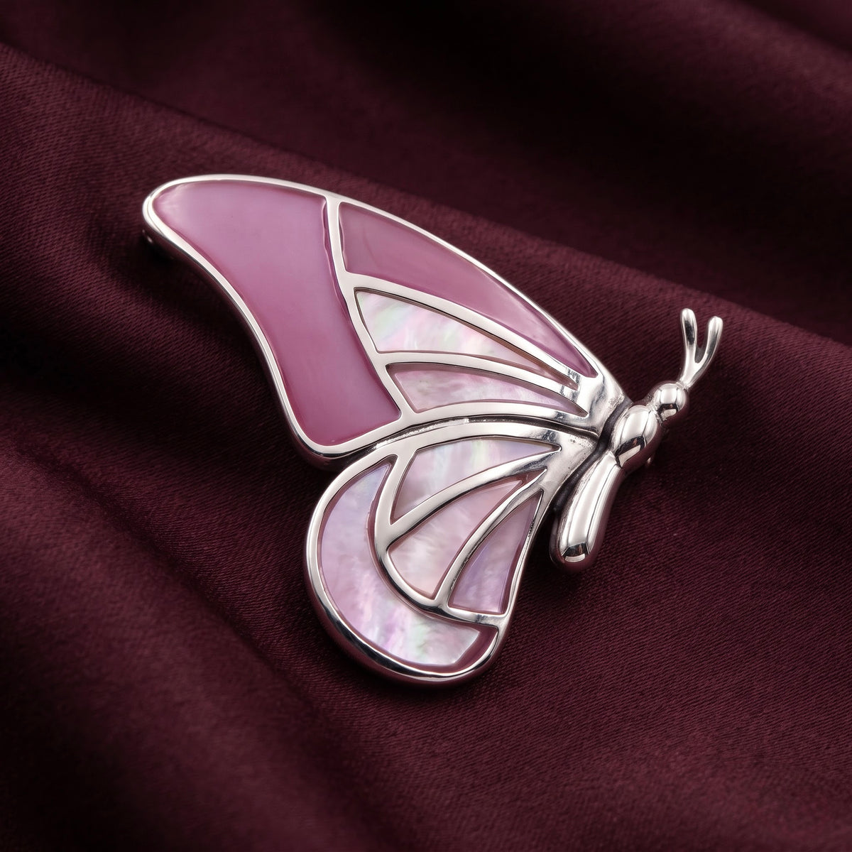 Pink Butterfly Mother of Pearl Pendant