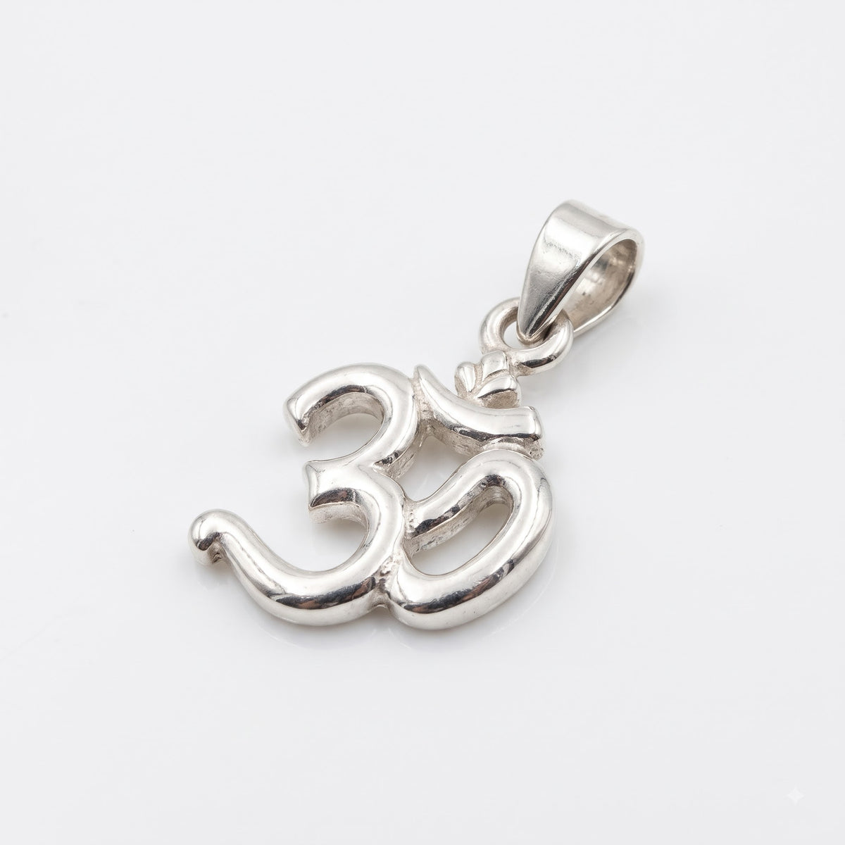 Polished Silver Om Symbol Pendant